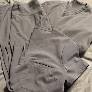 Jaanuu Women's Slate Gray Pants & 2 tops Ensemble